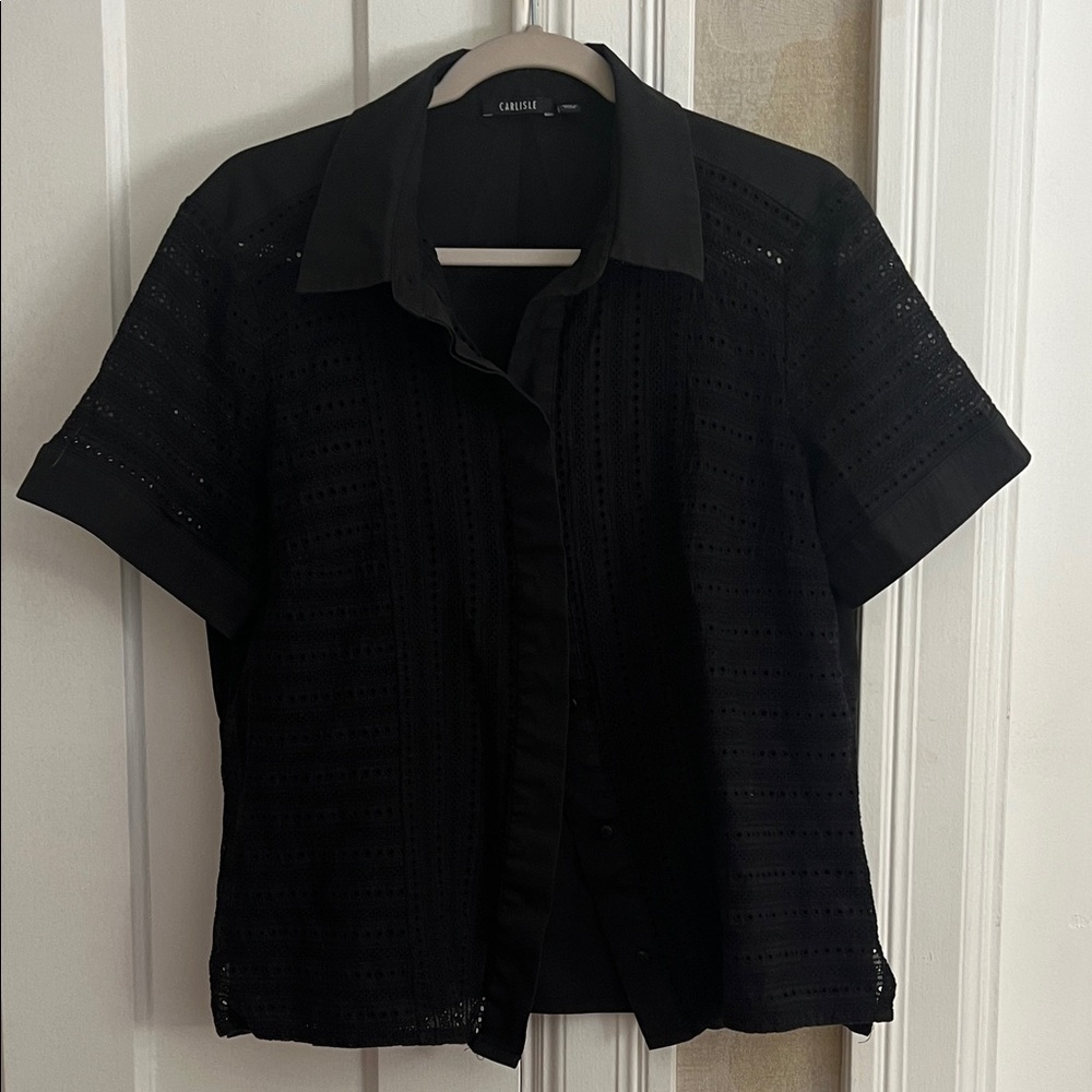 Carlisle Black Lace Short Sleeve Shirt ( fits like xtra L)